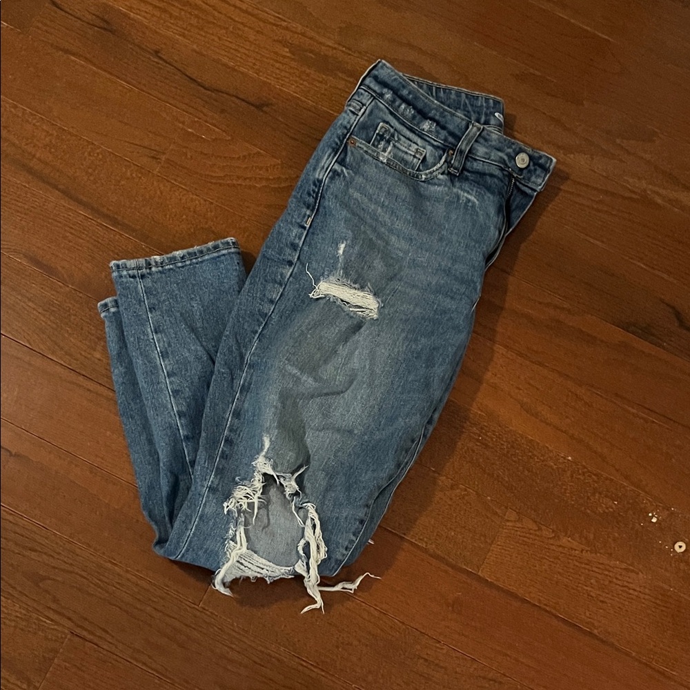 Distressed old navy og high rise straight  Blue Jeans size 4